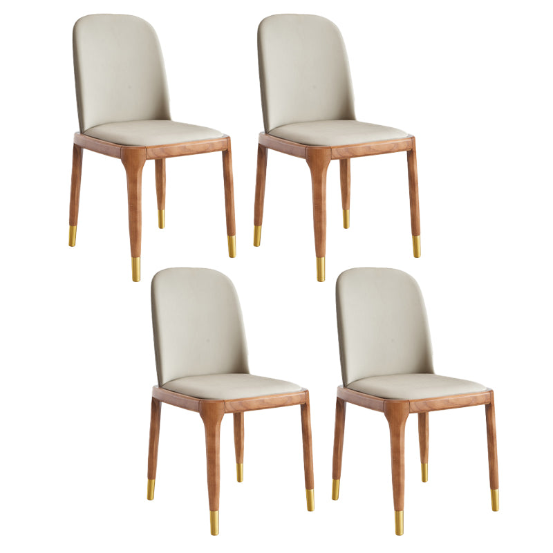 Minimalist Style Armless Solid Back Chairs Leather Dining Side Chairs