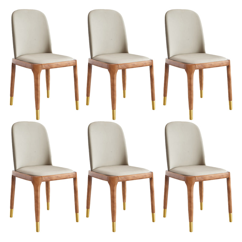 Minimalist Style Armless Solid Back Chairs Leather Dining Side Chairs