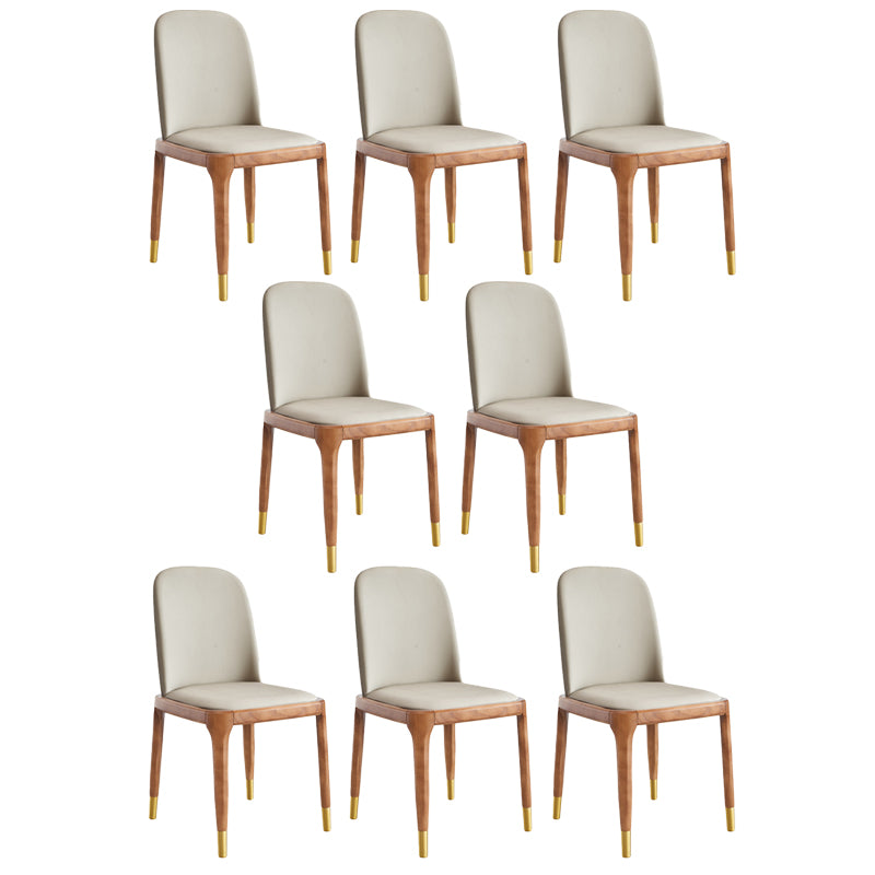 Minimalist Style Armless Solid Back Chairs Leather Dining Side Chairs