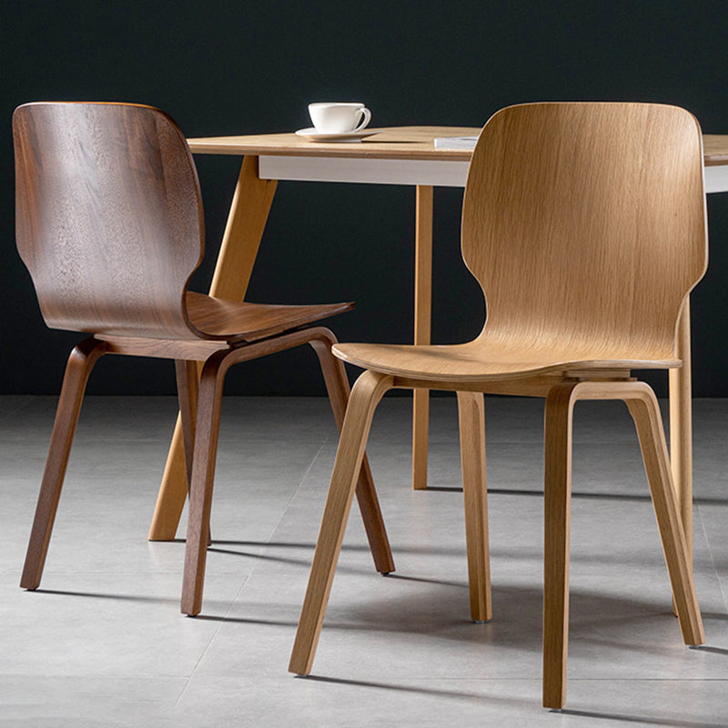 Minimalist Wood Dining Chair for Home Solid Back Armless Dining Chair