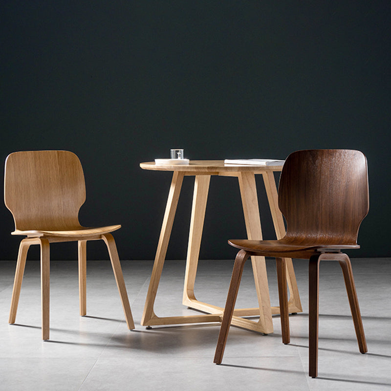 Minimalist Wood Dining Chair for Home Solid Back Armless Dining Chair