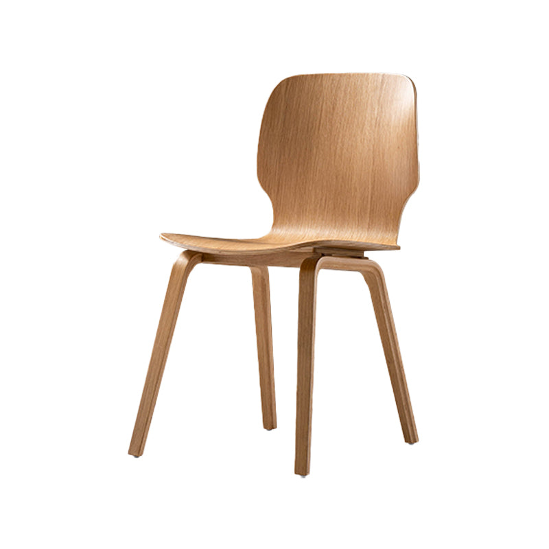 Minimalist Wood Dining Chair for Home Solid Back Armless Dining Chair