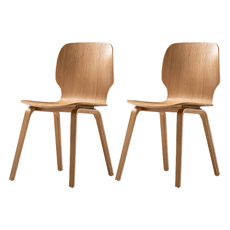 Minimalist Wood Dining Chair for Home Solid Back Armless Dining Chair