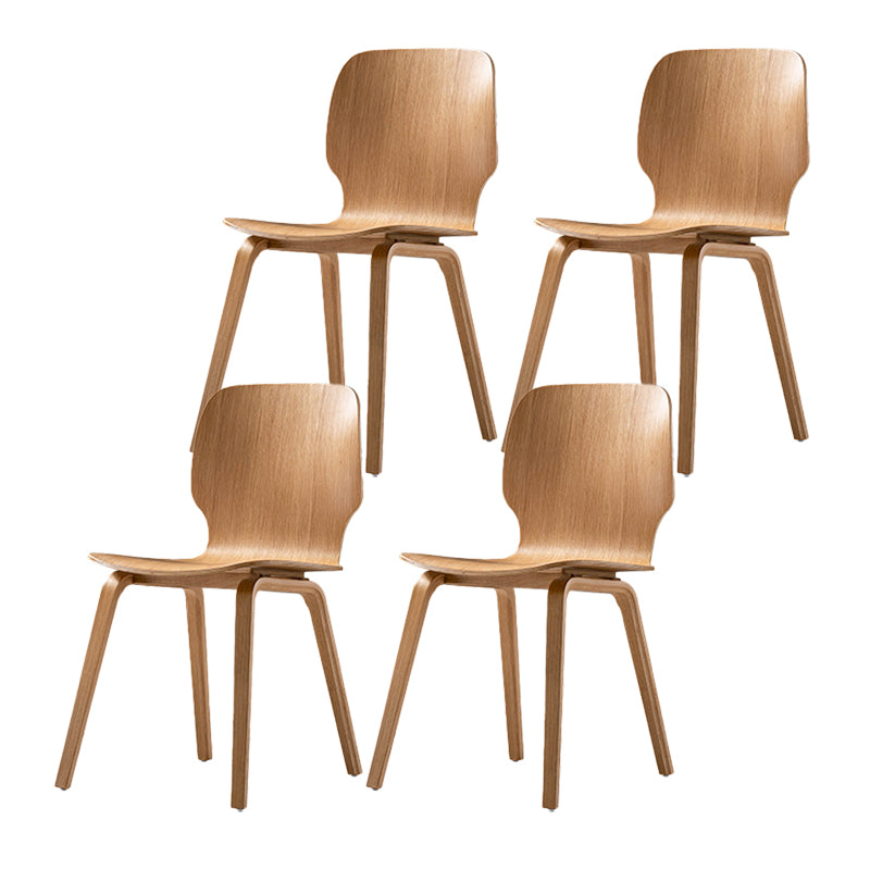 Minimalist Wood Dining Chair for Home Solid Back Armless Dining Chair