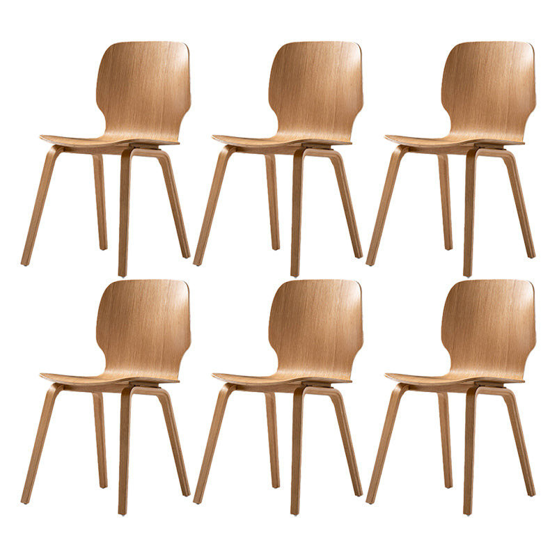 Minimalist Wood Dining Chair for Home Solid Back Armless Dining Chair