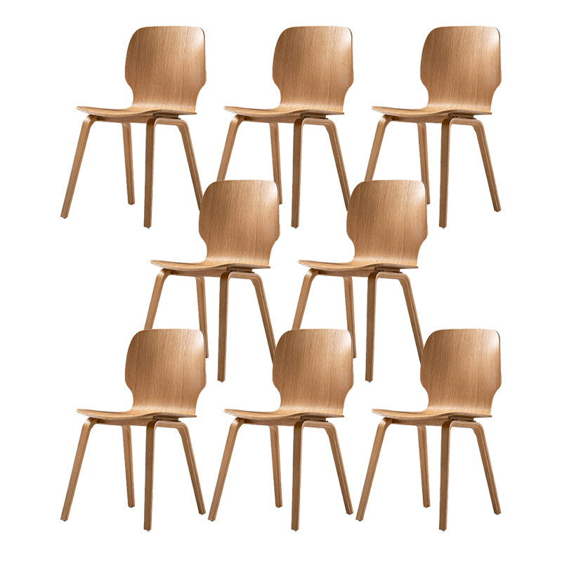 Minimalist Wood Dining Chair for Home Solid Back Armless Dining Chair