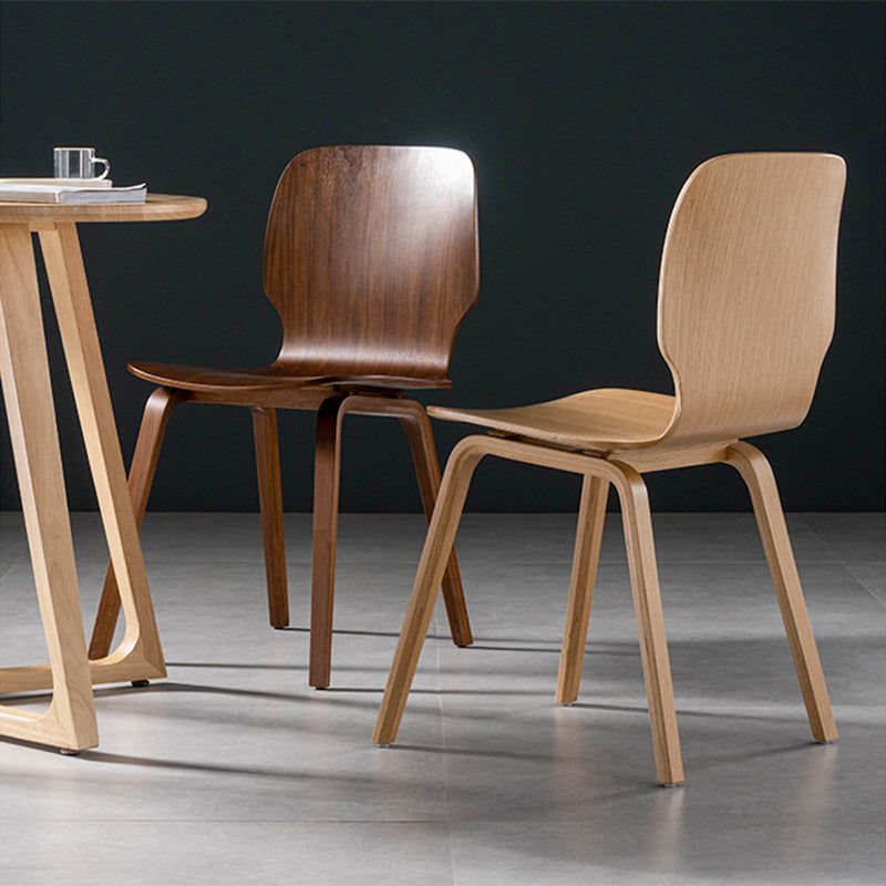 Minimalist Wood Dining Chair for Home Solid Back Armless Dining Chair