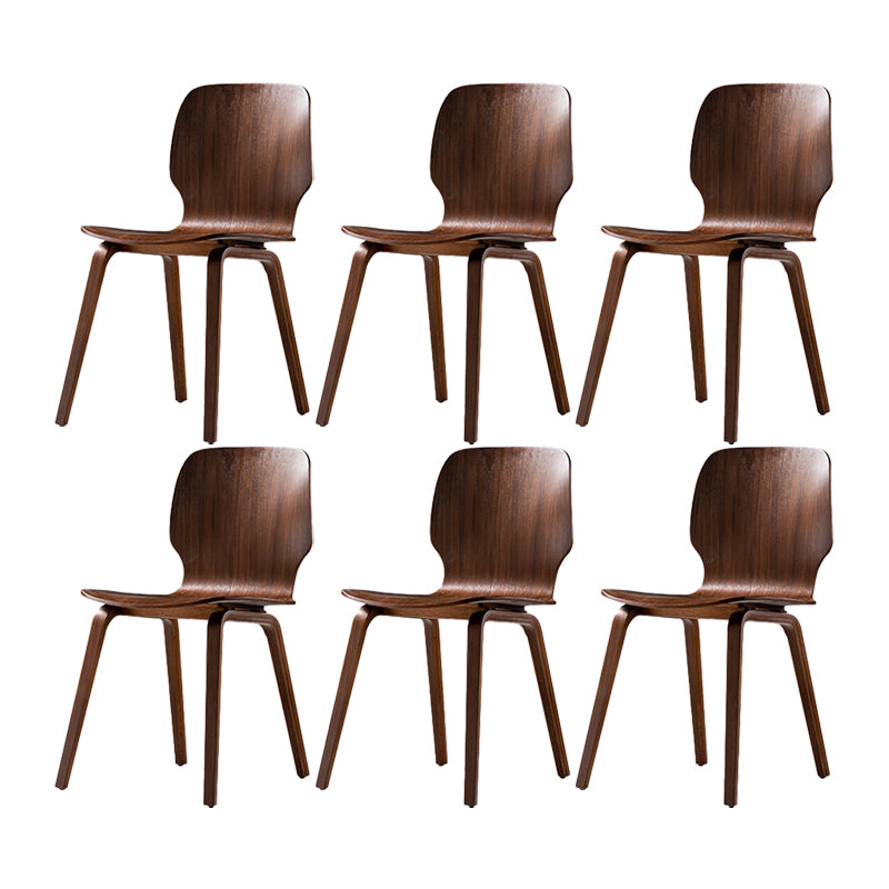 Minimalist Wood Dining Chair for Home Solid Back Armless Dining Chair