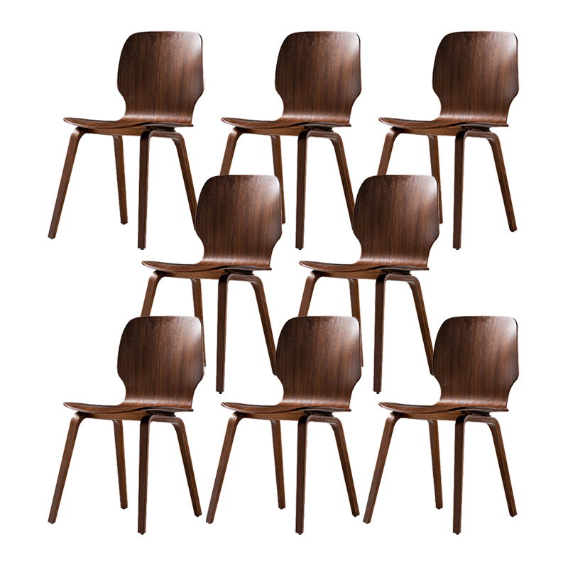 Minimalist Wood Dining Chair for Home Solid Back Armless Dining Chair