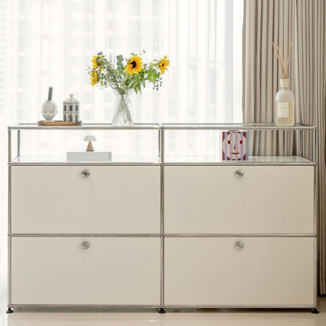 Stainless Steel Sideboard Contemporary White Dining Sideboard for Living Room