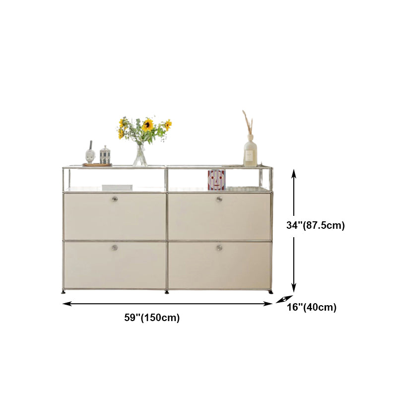 Stainless Steel Sideboard Contemporary White Dining Sideboard for Living Room