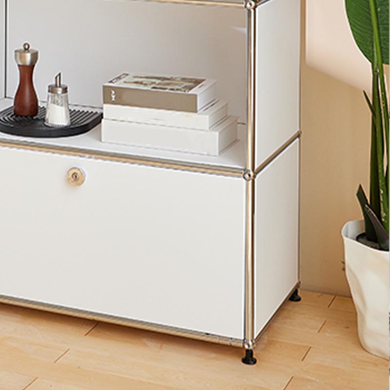 Stainless Steel Sideboard Contemporary Storage Dining Sideboard with Locking Cabinet