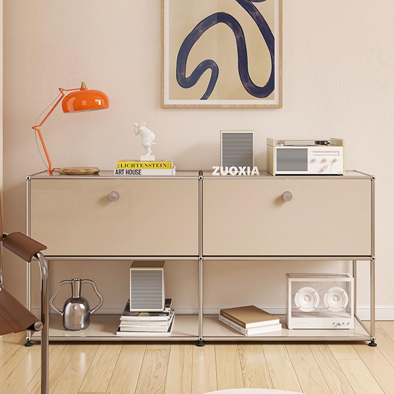 Stainless Steel Sideboard Contemporary Storage Dining Sideboard with Locking Cabinet