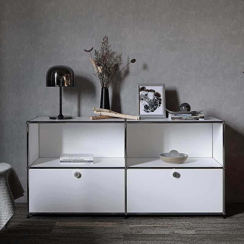 Stainless Steel Sideboard Contemporary Storage Dining Sideboard with Locking Cabinet