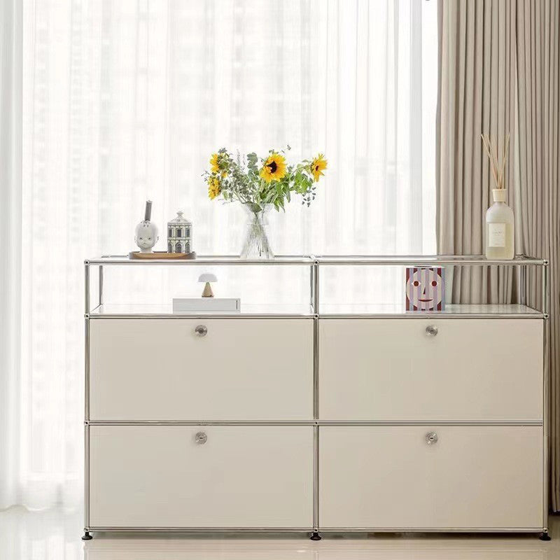 Contemporary Sideboard Stainless Steel Dining Sideboard with Locking Cabinet