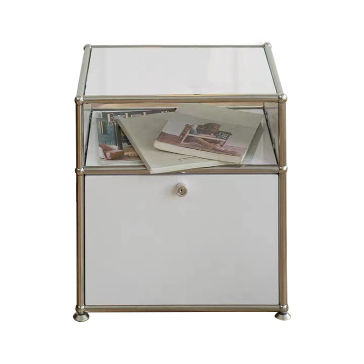 Contemporary Sideboard Stainless Steel Dining Sideboard with Locking Cabinet