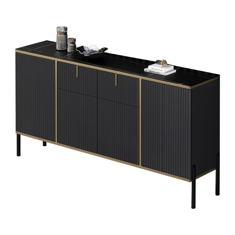 Glam Style Buffet Sideboard Sintered Stone Top Server with Door and Drawer for Living Room