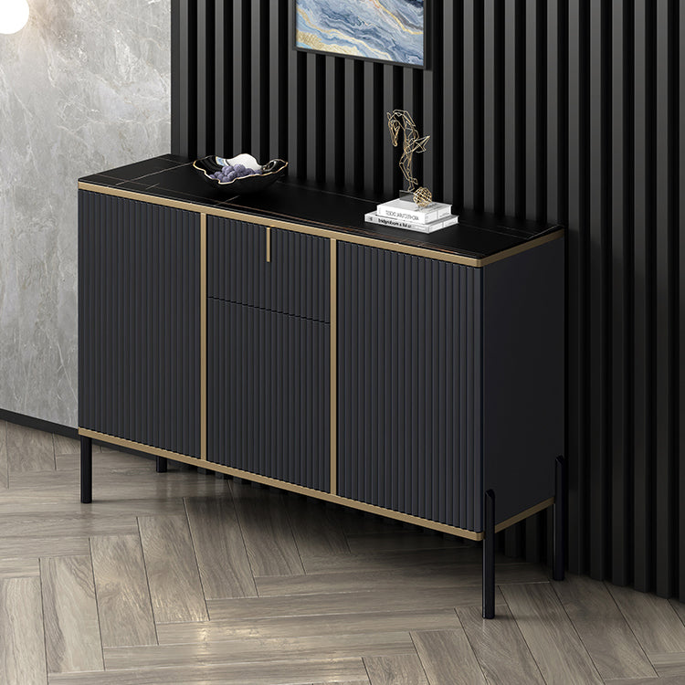 Glam Style Buffet Sideboard Sintered Stone Top Server with Door and Drawer for Living Room