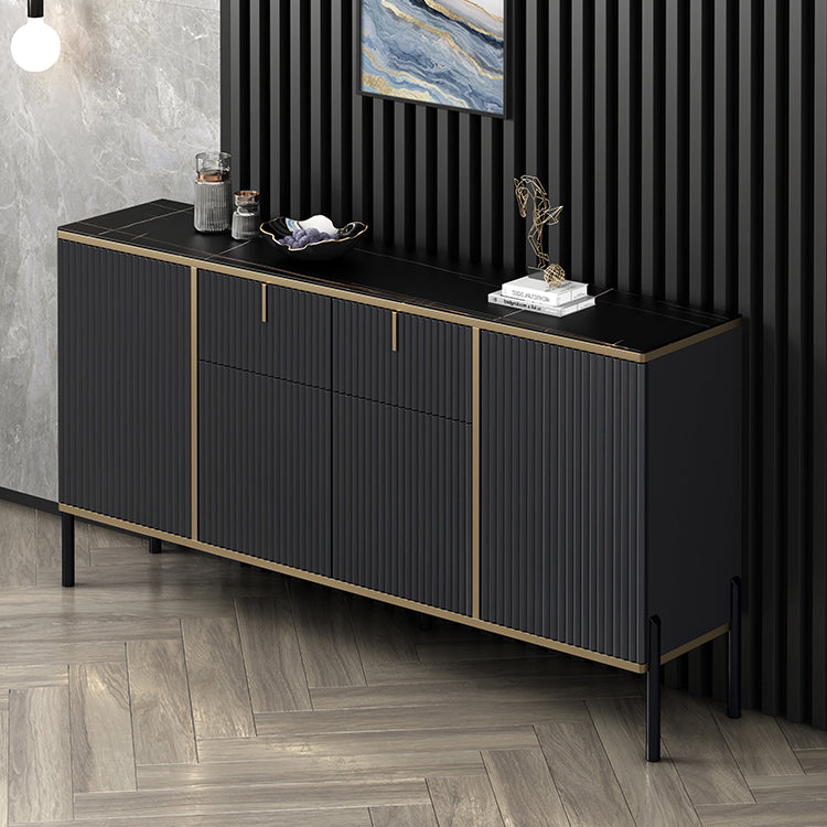 Glam Style Buffet Sideboard Sintered Stone Top Server with Door and Drawer for Living Room