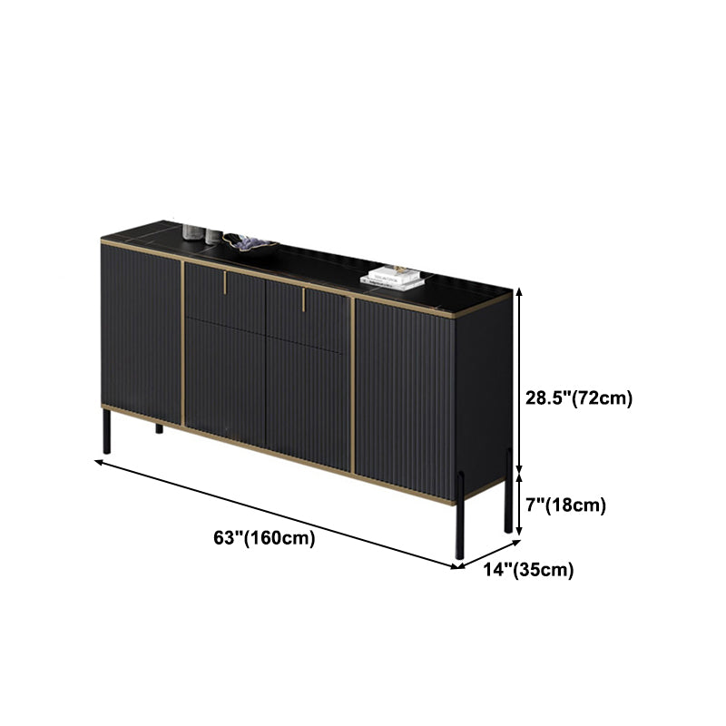 Glam Style Buffet Sideboard Sintered Stone Top Server with Door and Drawer for Living Room