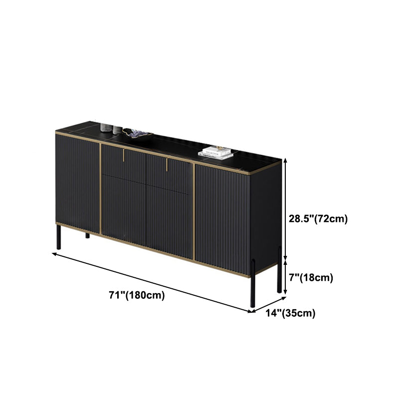 Glam Style Buffet Sideboard Sintered Stone Top Server with Door and Drawer for Living Room