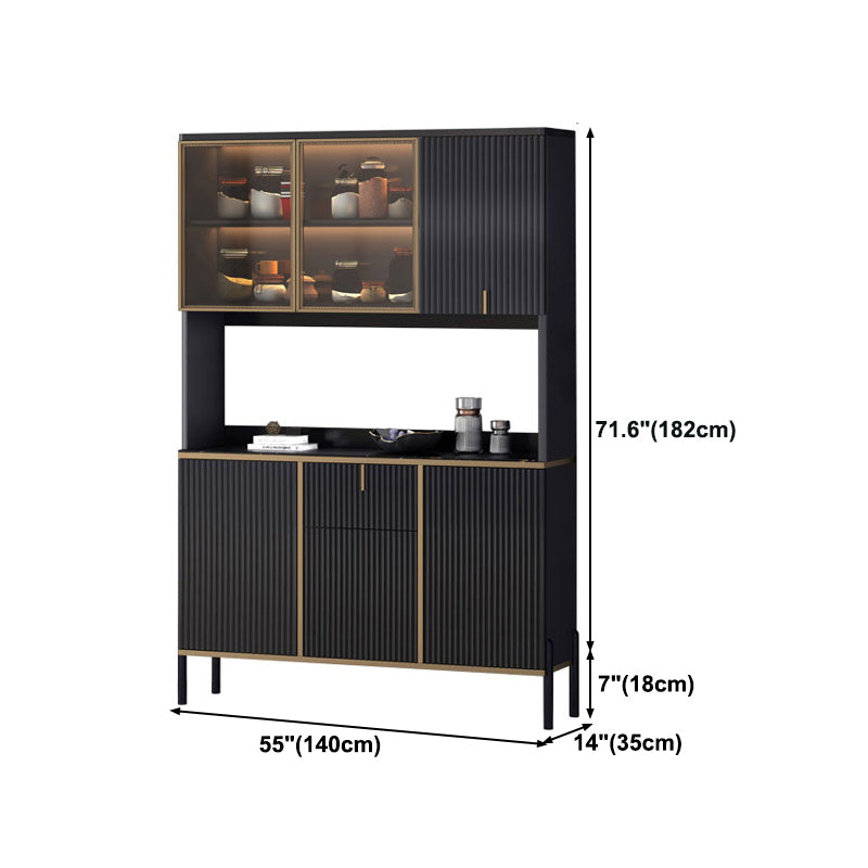 Glam Style Buffet Sideboard Sintered Stone Top Server with Door and Drawer for Living Room