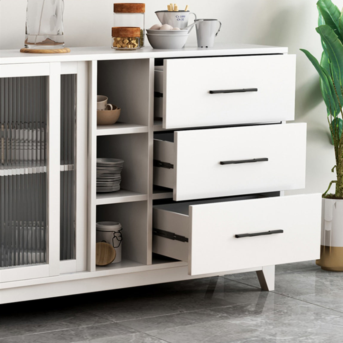 Rectangle Storage Sideboard Contemporary Wooden Kitchen Cabinet