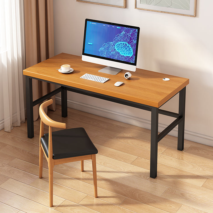 Modern Style Writing Desk Solid Wood Rectangular Office Desk with Metal Base