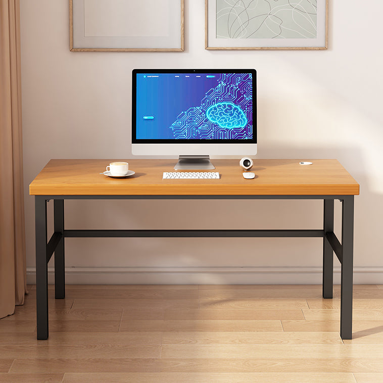 Modern Style Writing Desk Solid Wood Rectangular Office Desk with Metal Base