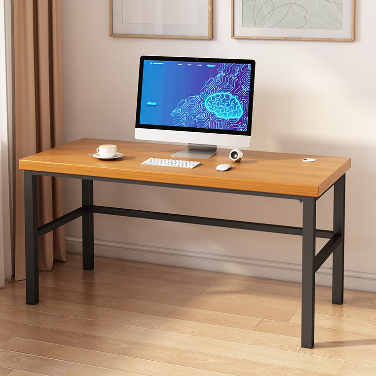 Modern Style Writing Desk Solid Wood Rectangular Office Desk with Metal Base