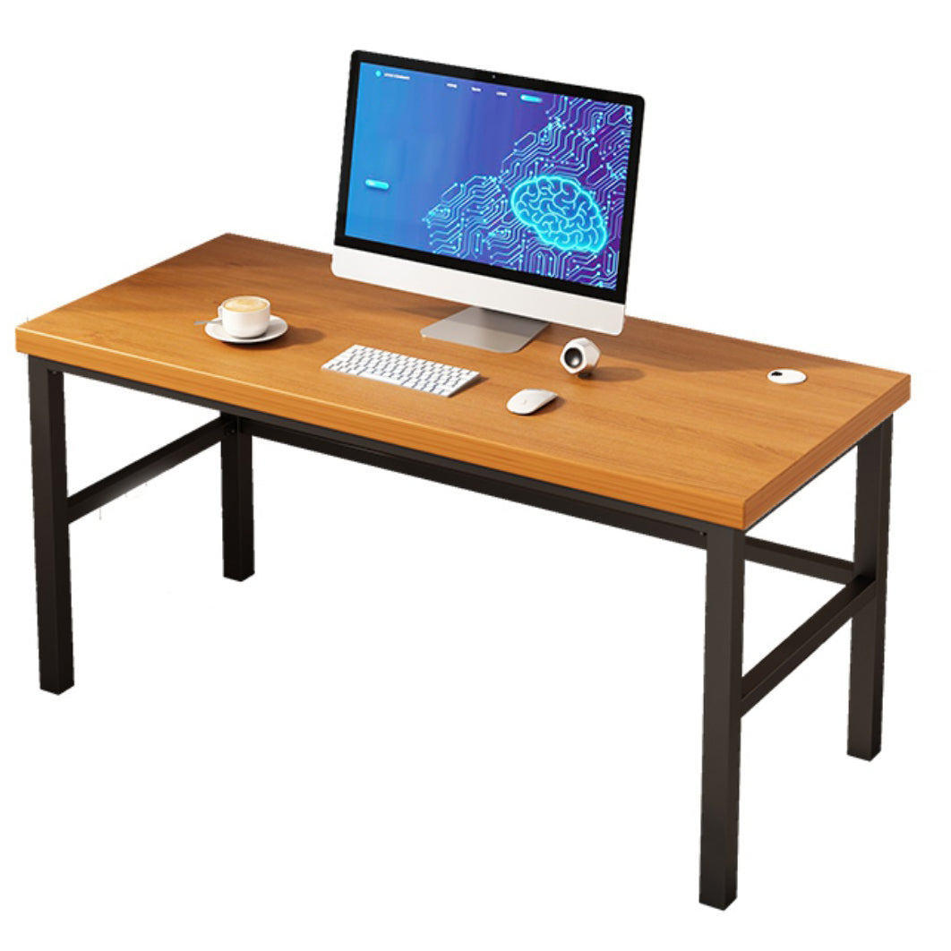 Modern Style Writing Desk Solid Wood Rectangular Office Desk with Metal Base