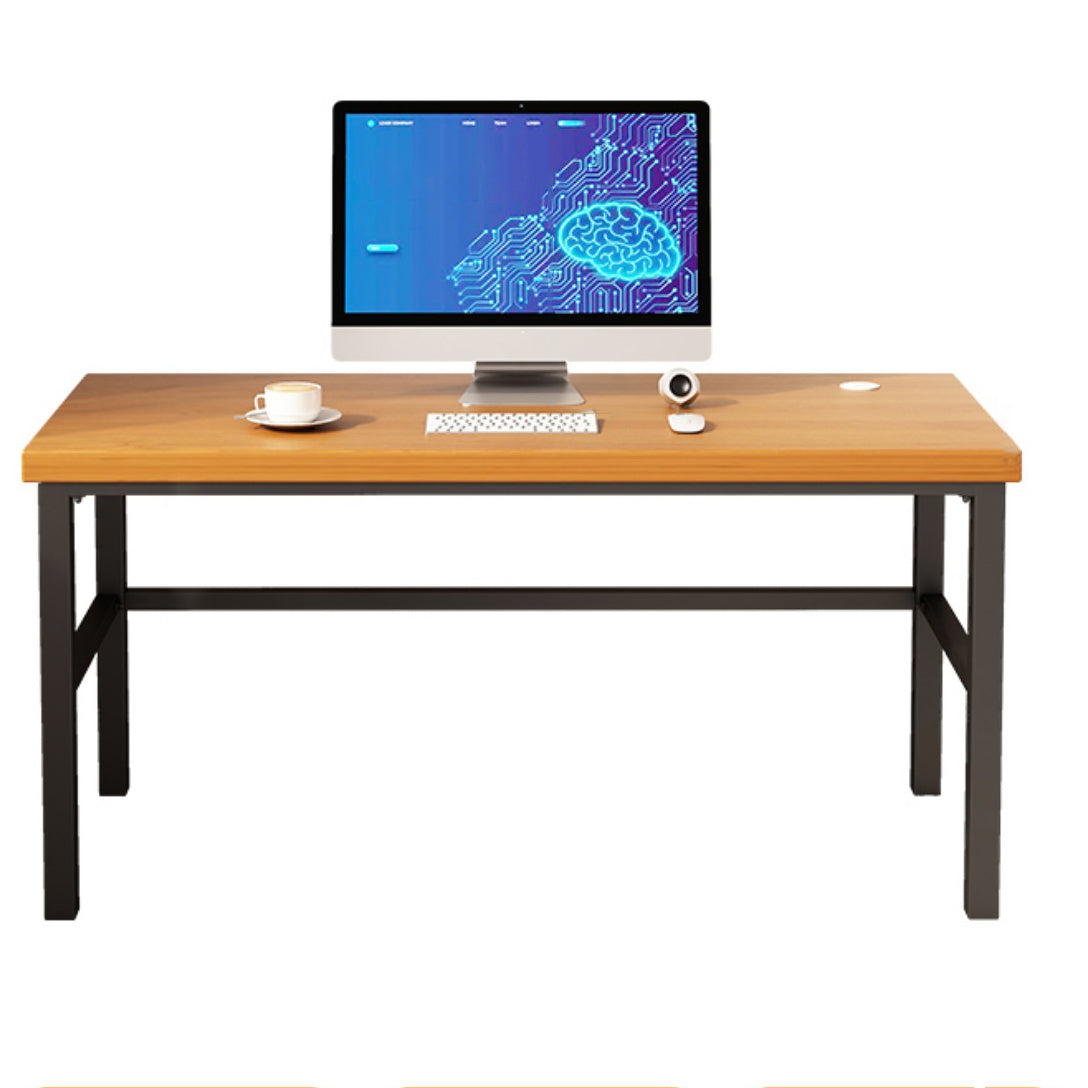 Modern Style Writing Desk Solid Wood Rectangular Office Desk with Metal Base