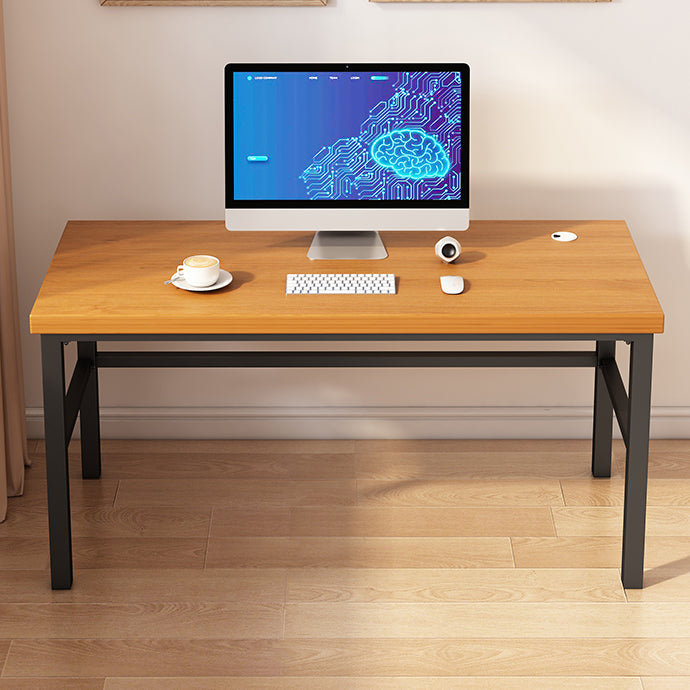 Modern Style Writing Desk Solid Wood Rectangular Office Desk with Metal Base