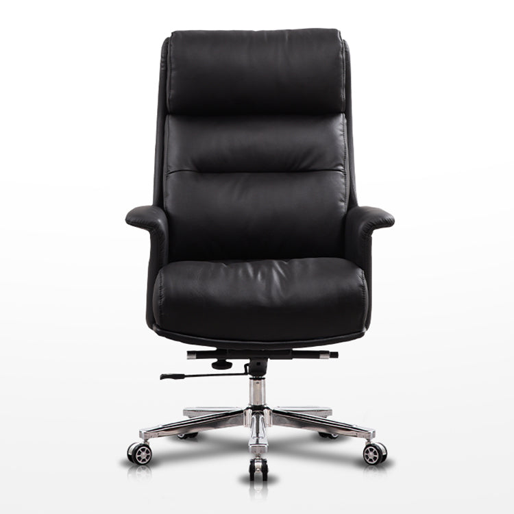 Modern Faux Leather Desk Chair Padded Arms Task Chair with Wheels