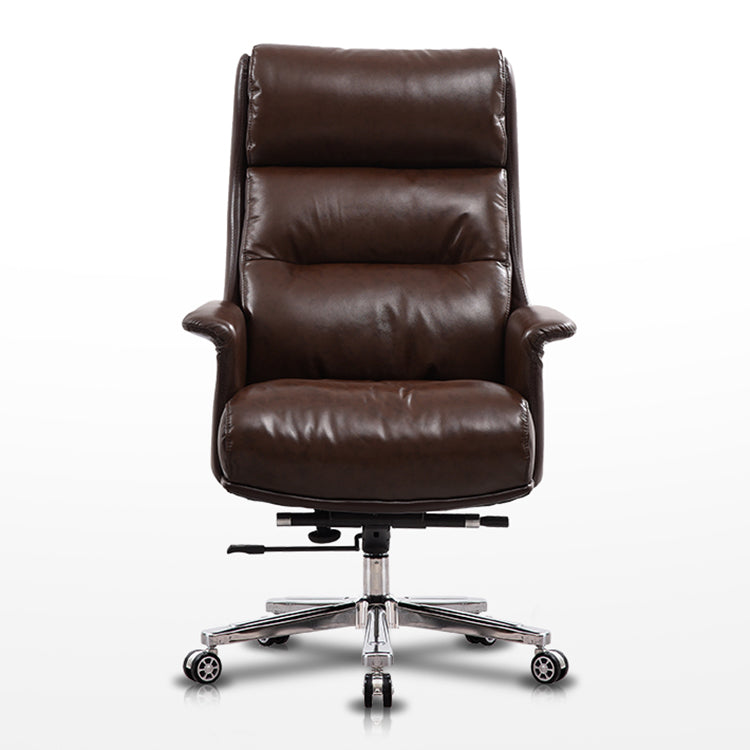 Modern Faux Leather Desk Chair Padded Arms Task Chair with Wheels