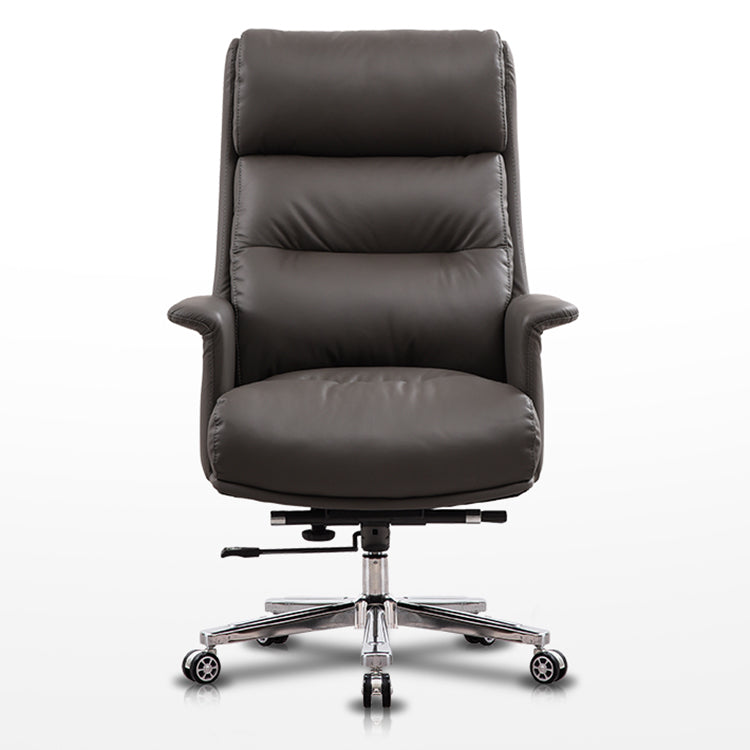 Modern Faux Leather Desk Chair Padded Arms Task Chair with Wheels