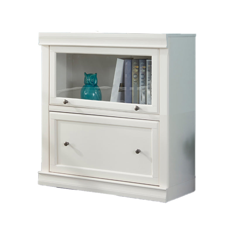 White Colour Wooden Standard Bookcase Contemporary Closed Back Bookshelf with Door