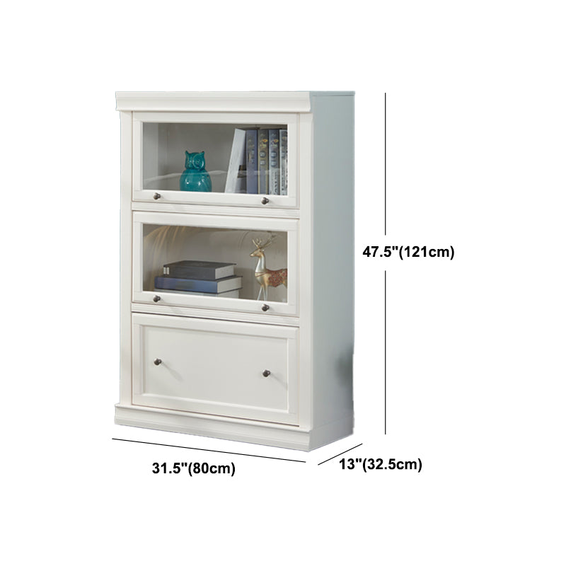 White Colour Wooden Standard Bookcase Contemporary Closed Back Bookshelf with Door