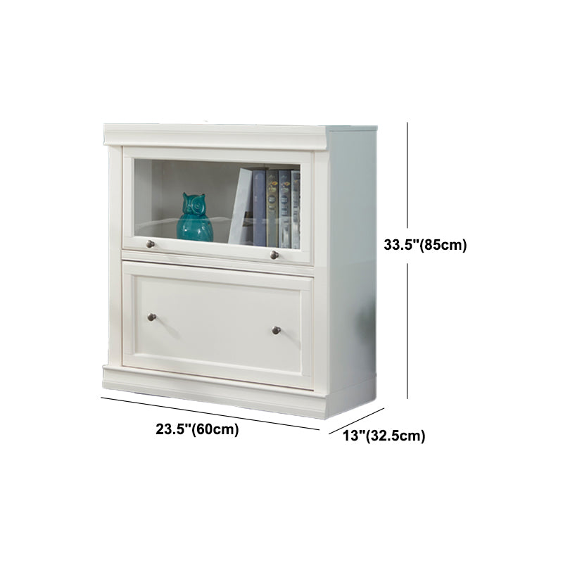 White Colour Wooden Standard Bookcase Contemporary Closed Back Bookshelf with Door