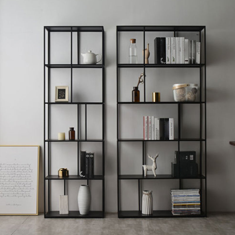 76.77"H Bookshelf Open Back Black Modern Style Bookcase for Home Office