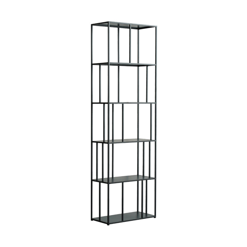 76.77"H Bookshelf Open Back Black Modern Style Bookcase for Home Office