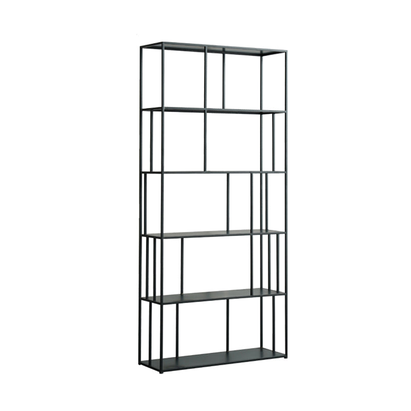 76.77"H Bookshelf Open Back Black Modern Style Bookcase for Home Office