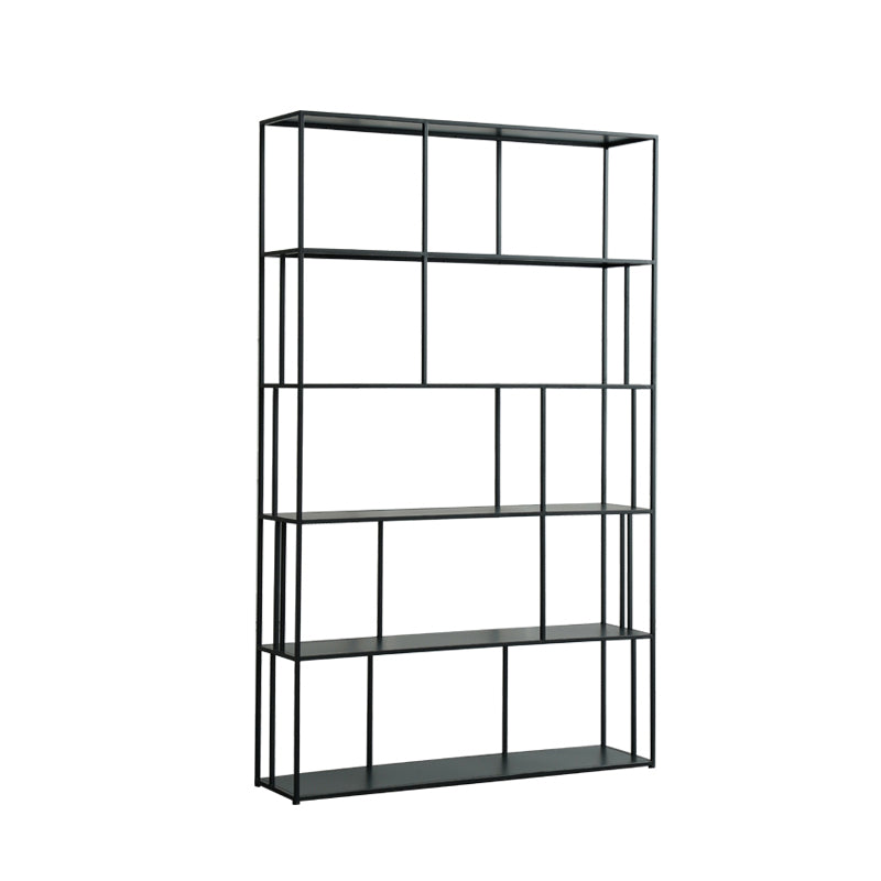 76.77"H Bookshelf Open Back Black Modern Style Bookcase for Home Office