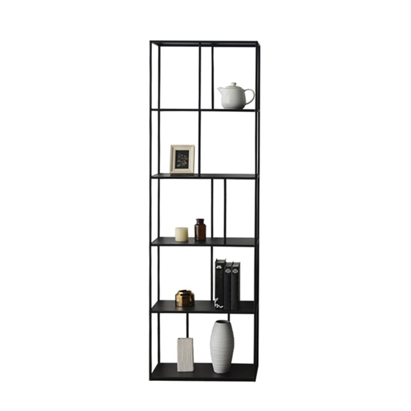 76.77"H Bookshelf Open Back Black Modern Style Bookcase for Home Office