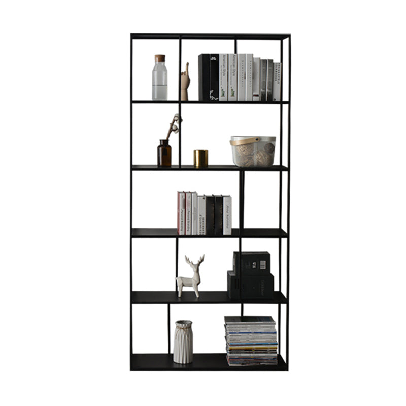 76.77"H Bookshelf Open Back Black Modern Style Bookcase for Home Office