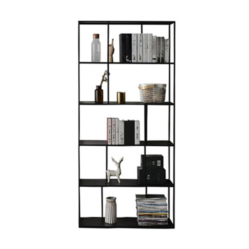 76.77"H Bookshelf Open Back Black Modern Style Bookcase for Home Office