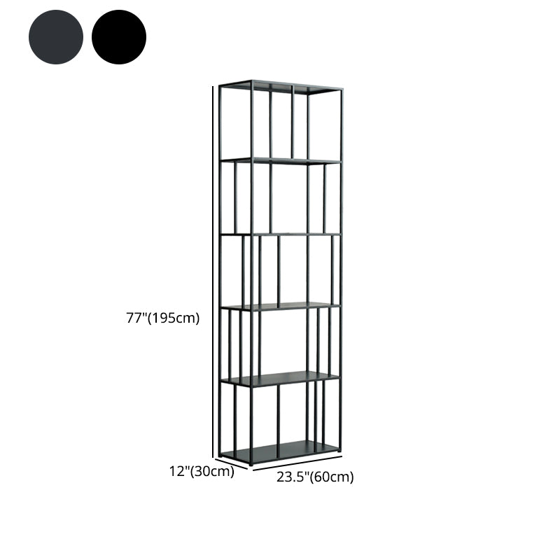 76.77"H Bookshelf Open Back Black Modern Style Bookcase for Home Office