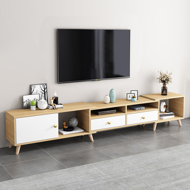 Scandinavian TV Console with Drawers Engineered Wood TV Stand