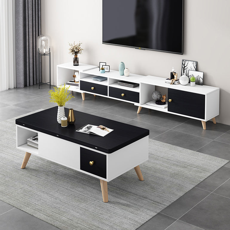 Scandinavian TV Console with Drawers Engineered Wood TV Stand