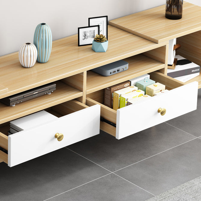 Scandinavian TV Console with Drawers Engineered Wood TV Stand